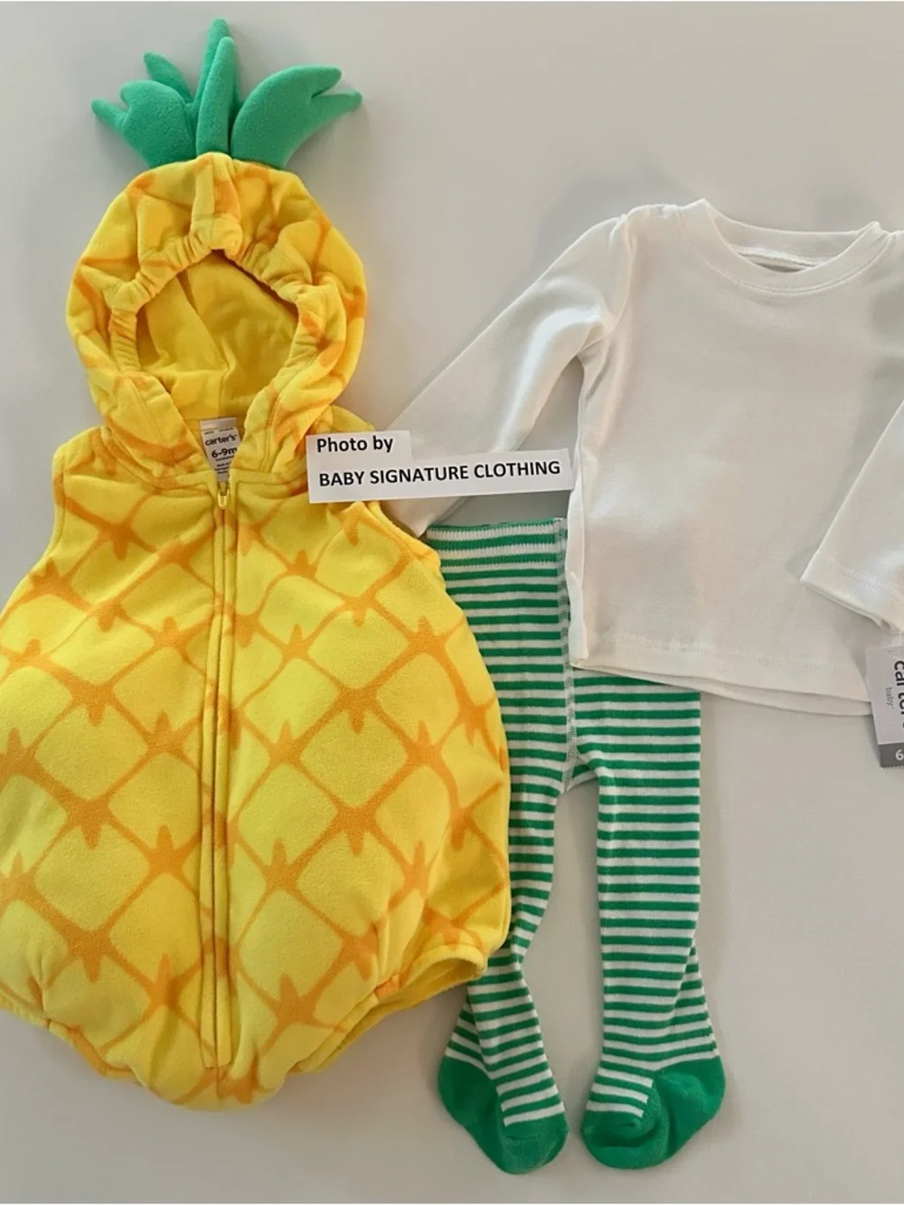 Carter's 6-9 Months Baby Pineapple Hooded Costume Halloween 3-Piece Set Tights